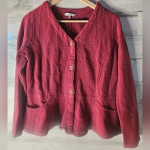 Kleen Germany Maroon Red Thick Skirted Shirt Cardigan Skirted Button Down medium
